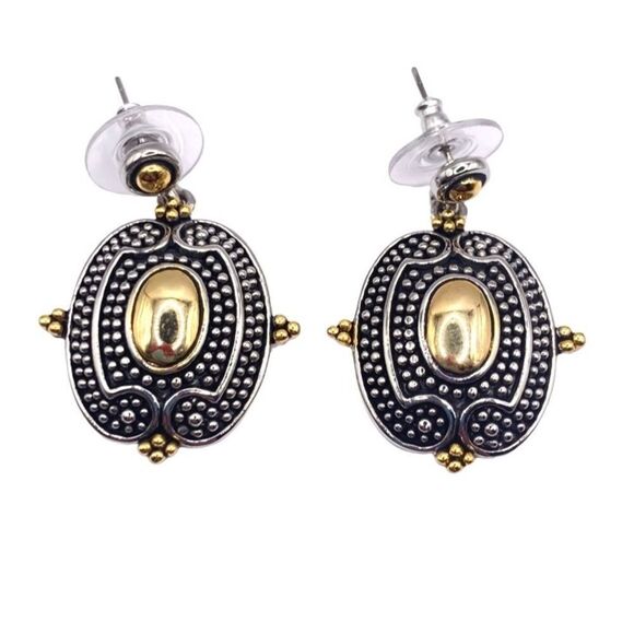 Mixed metal antique tone dangle earrings - Picture 1 of 4